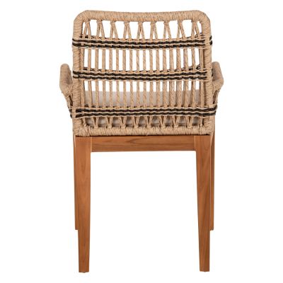 ARMCHAIR STARDOM HM9760.02 TEAK WOOD AND ROPE-NATURAL WITH ANTHRACITE DETAILS COLOR 57x65x83Hcm.