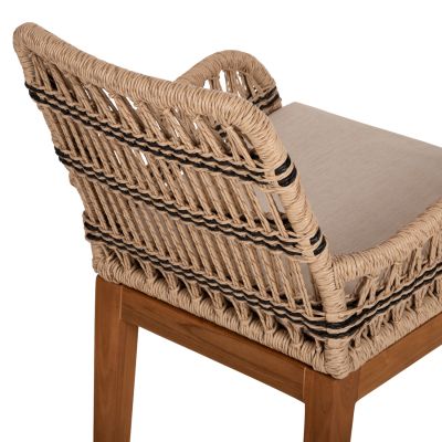 ARMCHAIR STARDOM HM9760.02 TEAK WOOD AND ROPE-NATURAL WITH ANTHRACITE DETAILS COLOR 57x65x83Hcm.