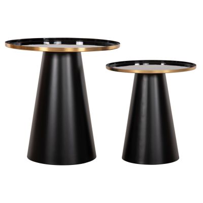 COFFEE TABLES 2PCS BENG HM9920 ENAMELED METAL TOP-MAT BASE-BLACK Φ50 & Φ40 cm.