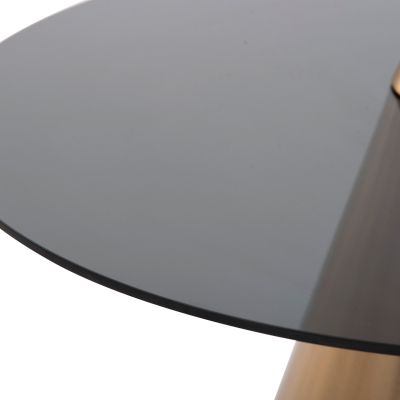 COFFEE TABLES 2PCS REBEN HM9919 METAL IN GOLD-BLACK GLASS TOP Φ80 & Φ60 cm.