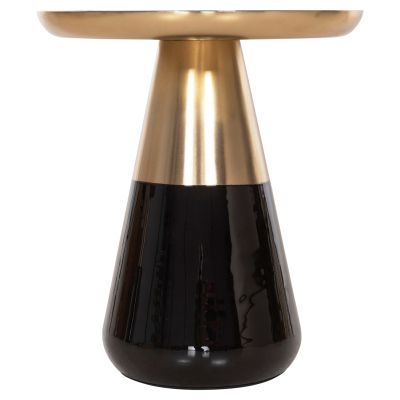 COFFEE TABLES 2PCS OLUF HM9922 ENAMELED METAL-GLOSSY BLACK-MAT GOLD Φ50 & Φ41 cm.
