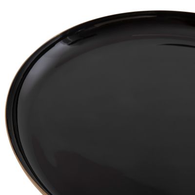 COFFEE TABLES 2PCS OLUF HM9922 ENAMELED METAL-GLOSSY BLACK-MAT GOLD Φ50 & Φ41 cm.
