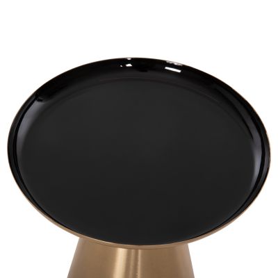 COFFEE TABLES 2PCS OLUF ΗΜ9921 ENAMELED METAL-GLOSSY GOLD & BLACK Φ50 & Φ41 cm.