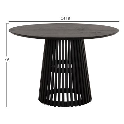 DINING TABLE ROUND FRANTZ HM9388.02 MINDI WOOD IN BLACK Φ118x79Hcm.