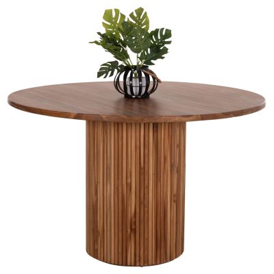 DINING TABLE ROUND RODER HM9896 TEAK WOOD- 3cm thick top-  Φ130x79.5Hcm.