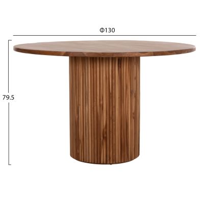 DINING TABLE ROUND RODER HM9896 TEAK WOOD- 3cm thick top-  Φ130x79.5Hcm.