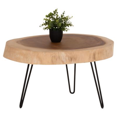 COFFEE TABLE SERVON HM9912 SUAR WOOD IN NATURAL--METAL LEGS IN BLACK 76x67x44Hcm.