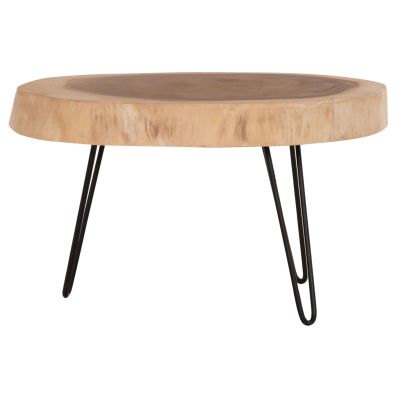 COFFEE TABLE SERVON HM9912 SUAR WOOD IN NATURAL--METAL LEGS IN BLACK 76x67x44Hcm.