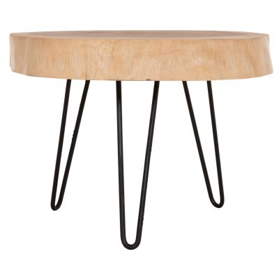 COFFEE TABLE SERVON HM9912 SUAR WOOD IN NATURAL--METAL LEGS IN BLACK 76x67x44Hcm.