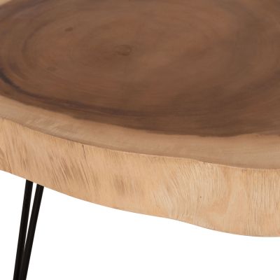 COFFEE TABLE SERVON HM9912 SUAR WOOD IN NATURAL--METAL LEGS IN BLACK 76x67x44Hcm.