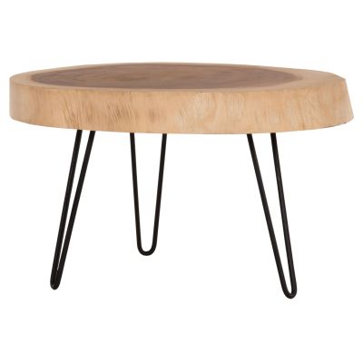 COFFEE TABLE SERVON HM9912 SUAR WOOD IN NATURAL--METAL LEGS IN BLACK 76x67x44Hcm.