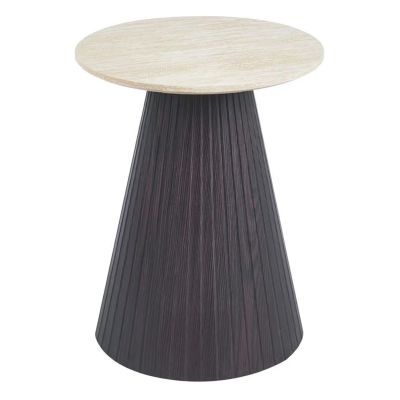 SIDE TABLE CATER HM18322 CERAMIC TOP WITH TRAVERTINE STONE LOOK--MDF BASE Φ53x59Hcm.