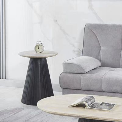 SIDE TABLE CATER HM18322 CERAMIC TOP WITH TRAVERTINE STONE LOOK--MDF BASE Φ53x59Hcm.
