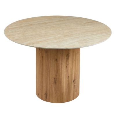 DINING TABLE TWIL HM18324 CERAMIC TOP IN TRAVERTINE STONE LOOK--MDF BASE Φ126x77Hcm.