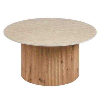 COFFEE TABLE TWIL HM18325 CERAMIC TOP IN TRAVERTINE STONE LOOK--MDF BASE Φ84x39Hcm.