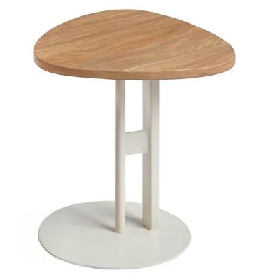 SIDE TABLE OVAL ALPER HM18328 MDF IN SONAMA--METAL BASE IN WHITE Φ50x50Hcm.