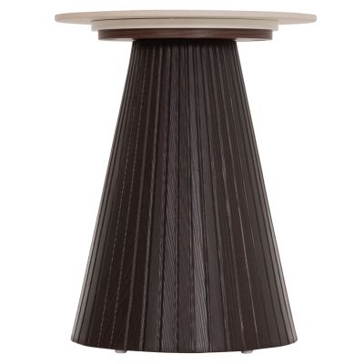 SIDE TABLE CATER HM18322 CERAMIC TOP WITH TRAVERTINE STONE LOOK--MDF BASE Φ45x56Hcm.