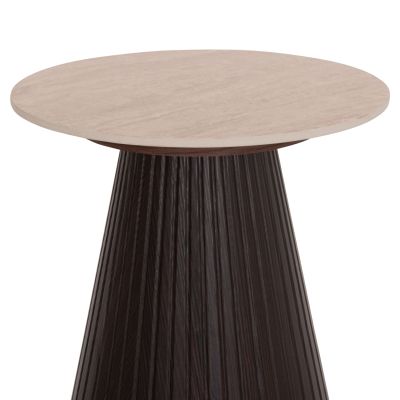 SIDE TABLE CATER HM18322 CERAMIC TOP WITH TRAVERTINE STONE LOOK--MDF BASE Φ45x56Hcm.
