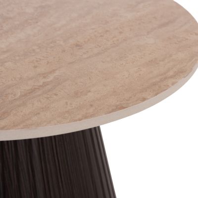 SIDE TABLE CATER HM18322 CERAMIC TOP WITH TRAVERTINE STONE LOOK--MDF BASE Φ45x56Hcm.