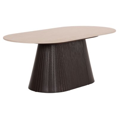 COFFEE TABLE OVAL CATER HM18321 CERAMIC TOP WITH TRAVERTINE STONE LOOK--MDF BASE 120x60x46H