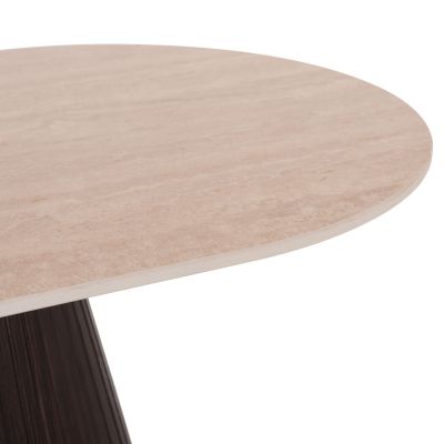COFFEE TABLE OVAL CATER HM18321 CERAMIC TOP WITH TRAVERTINE STONE LOOK--MDF BASE 120x60x46H