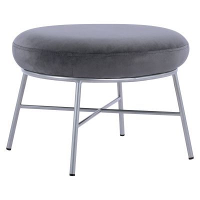 Stool with footrest Trudi HM8640.01 Grey velvet with silver base 55x46x38m