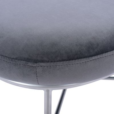 Stool with footrest Trudi HM8640.01 Grey velvet with silver base 55x46x38m