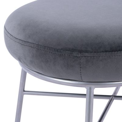 Stool with footrest Trudi HM8640.01 Grey velvet with silver base 55x46x38m
