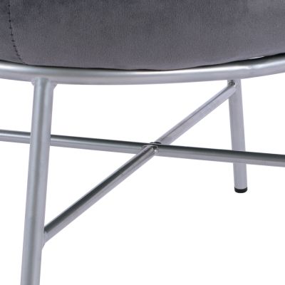 Stool with footrest Trudi HM8640.01 Grey velvet with silver base 55x46x38m