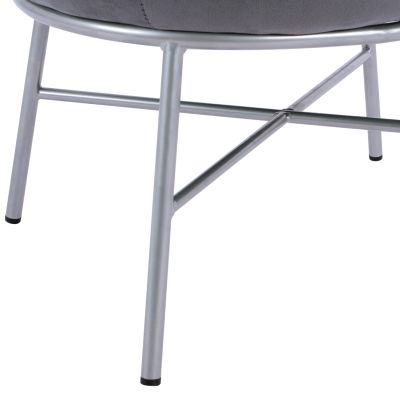 Stool with footrest Trudi HM8640.01 Grey velvet with silver base 55x46x38m