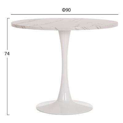 ROUND DINING TABLE ROLLO HM9421.11 MELAMINE IN WHITE MARBLE METAL LEG Φ90x74Hcm.
