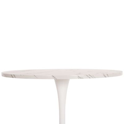 ROUND DINING TABLE ROLLO HM9421.11 MELAMINE IN WHITE MARBLE METAL LEG Φ90x74Hcm.