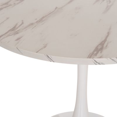 ROUND DINING TABLE ROLLO HM9421.11 MELAMINE IN WHITE MARBLE METAL LEG Φ90x74Hcm.