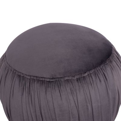Velvet stool Derek HM8407.01 grey color with silver base