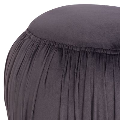 Velvet stool Derek HM8407.01 grey color with silver base
