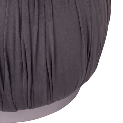 Velvet stool Derek HM8407.01 grey color with silver base