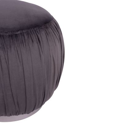 Velvet stool Derek HM8407.01 grey color with silver base