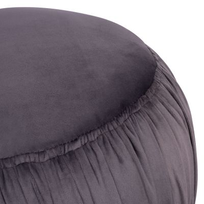Velvet stool Derek HM8407.01 grey color with silver base