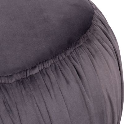 Velvet stool Derek HM8407.01 grey color with silver base