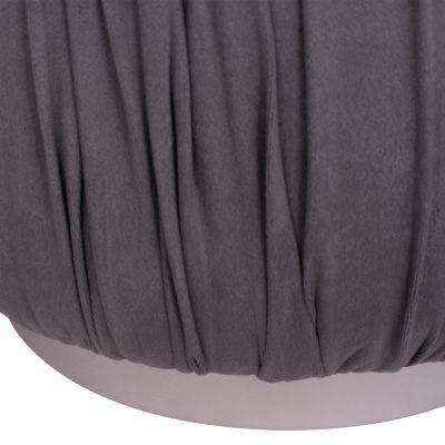 Velvet stool Derek HM8407.01 grey color with silver base