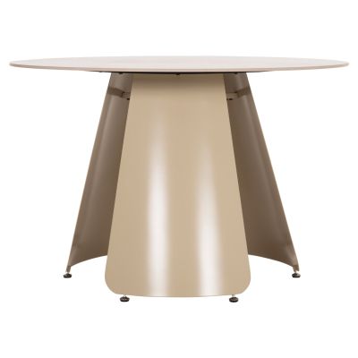 DINING TABLE ROUND SEDAR HM18326 CERAMIC TOP--CREAM WHITE METAL LEGS Φ120x78Hcm.