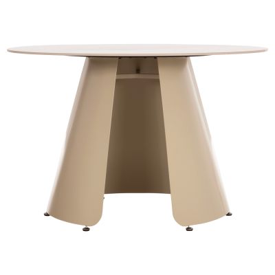 DINING TABLE ROUND SEDAR HM18326 CERAMIC TOP--CREAM WHITE METAL LEGS Φ120x78Hcm.