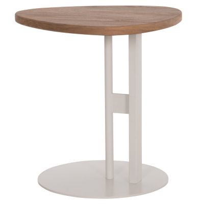 SIDE TABLE OVAL ALPER HM18328 MDF IN SONAMA--METAL BASE IN WHITE 50x50x51Hcm.