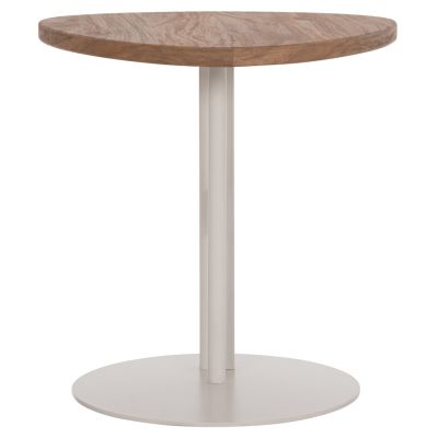 SIDE TABLE OVAL ALPER HM18328 MDF IN SONAMA--METAL BASE IN WHITE 50x50x51Hcm.