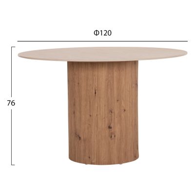 DINING TABLE TWIL HM18324 CERAMIC TOP IN TRAVERTINE STONE LOOK--MDF BASE Φ120x76Hcm.