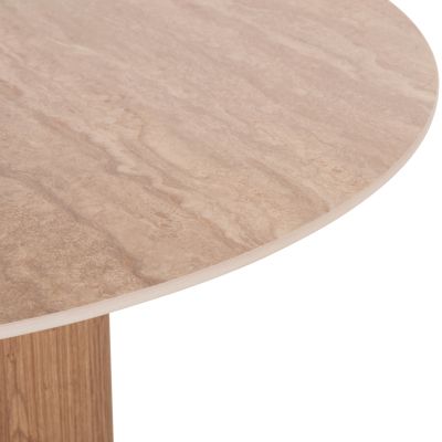 DINING TABLE TWIL HM18324 CERAMIC TOP IN TRAVERTINE STONE LOOK--MDF BASE Φ120x76Hcm.