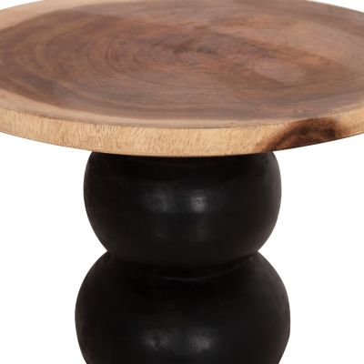 SIDE TABLE ROUND JACKY HM9890 SUAR WOOD IN NATURAL & BLACK Φ40x45.5Hcm.