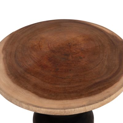 SIDE TABLE ROUND JACKY HM9890 SUAR WOOD IN NATURAL & BLACK Φ40x45.5Hcm.