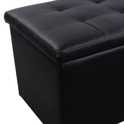 Stool PU with Storage Space Triscube Black HM223.01 121x51.5x50cm
