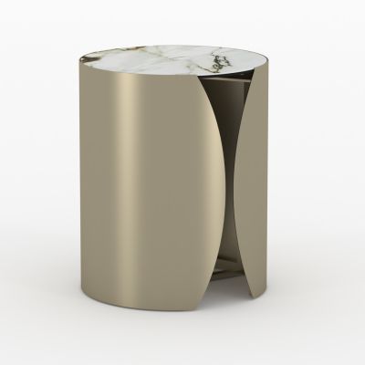 SIDE TABLE ROUND SERIES OBSESSION SM18090 CERAMIC TOP WITH GLASS-METAL LEGS Φ40x50Hcm.